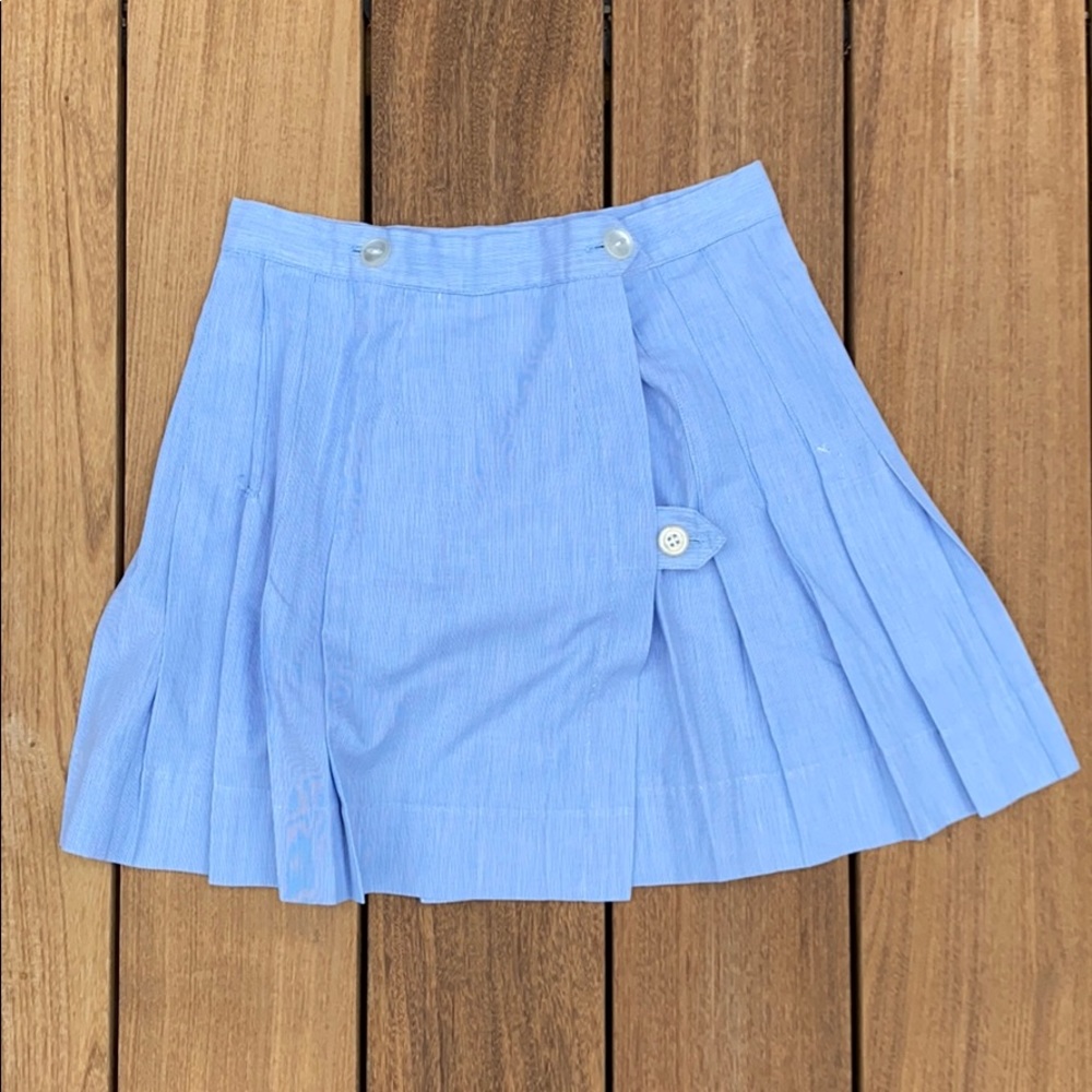 Light blue-pleated  girls uniform skirt